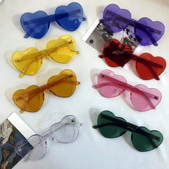 Colorful Transparent Round Heart Shape Frameless Sunglasses