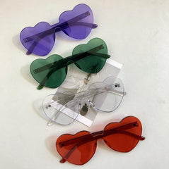 Colorful Transparent Round Heart Shape Frameless Sunglasses