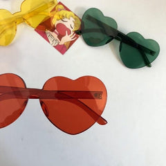Colorful Transparent Round Heart Shape Frameless Sunglasses