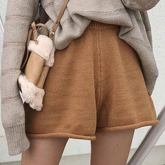 Pantalones cortos básicos cómodos de punto con cintura elástica