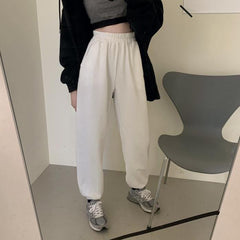 Bequeme, einfarbige Oversize-Jogginghose aus Fleece