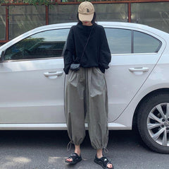 Comfy Solid Colors Elastic Waist Loose Harem Pants