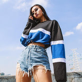 Sudadera corta con contraste de color