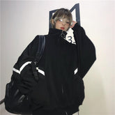 Sudadera extragrande con cremallera y color en contraste