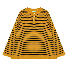 Contrast Stripes Knit Long Sleeve Loose Sweater