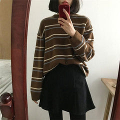Contrast Thin Stripes Tumblr Aesthetic Loose Sweater