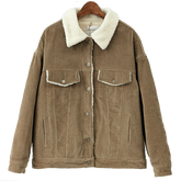 Sale Corduroy Collar Outwear Jacket Natural Colors