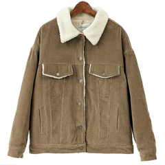 Sale Corduroy Collar Outwear Jacket Natural Colors