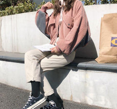 Corduroy Oversized Pink Bomber Jacket