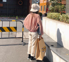 Corduroy Oversized Pink Bomber Jacket