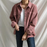 Corduroy Vintage Aesthetic Pockets Loose Shirt