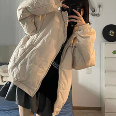 Creamy White Ulzzang Puffed Padded Oversize Jacket