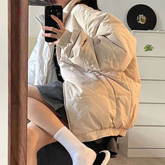 Creamy White Ulzzang Puffed Padded Oversize Jacket
