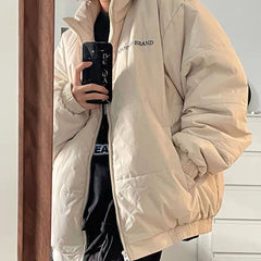 Creamy White Ulzzang Puffed Padded Oversize Jacket