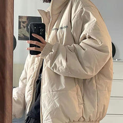 Creamy White Ulzzang Puffed Padded Oversize Jacket