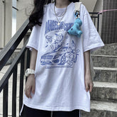 Criminal Bears Print Loose White Black T-Shirt