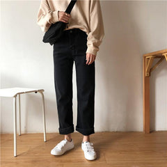 Cropped Wide Leg High Waist Denim Jeans