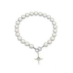 Gargantilla de cadena de perlas estética E Girl con colgante de cruz