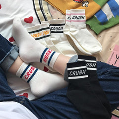 Crush Letter Print Stripes Socks