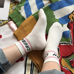 Crush Letter Print Stripes Socks