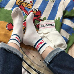 Crush Letter Print Stripes Socks