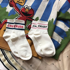 Crush Letter Print Stripes Socks