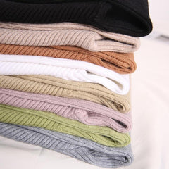 Curly Edges Ribbed Basic Turtle Neck Shirt