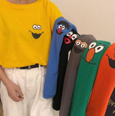 Camiseta extragrande colorida con estampado de dibujos animados