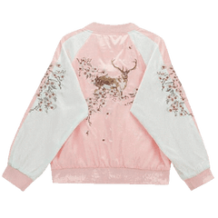 Bonita chaqueta bomber con bordado de ciervo