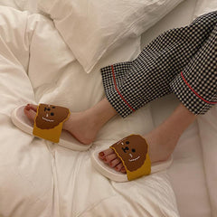 Süße flache schwarze weiße Hausschuhe aus Gummi mit Hundemotiv