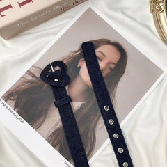 Cinturón vaquero a cuadros con hebilla de corazón y estética Egirl