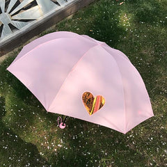 Paraguas con forma de corazón, color rosa, azul y verde menta