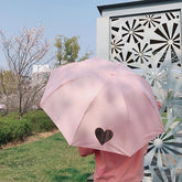 Paraguas con forma de corazón, color rosa, azul y verde menta