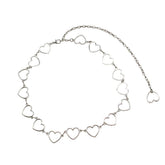 Cinturón con cadenas estéticas Tumblr de corazones metálicos