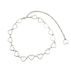 Cinturón con cadenas estéticas Tumblr de corazones metálicos
