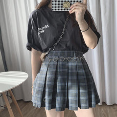 Cinturón con cadenas estéticas Tumblr de corazones metálicos