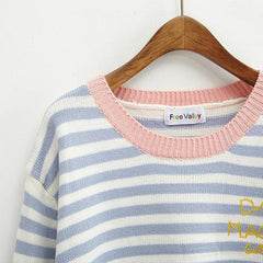 Cute Pastel Colors Stripes Knit Sweater