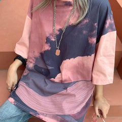 Bonita camiseta extragrande con estampado de ballena en colores pastel