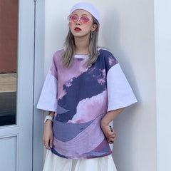 Bonita camiseta extragrande con estampado de ballena en colores pastel