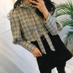 Süße Schleife Puffärmel blau weiß Retro Bluse