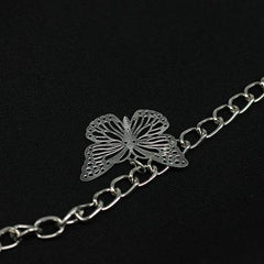 Lindo broche de mariposa de plata con cadena Egirl enorme