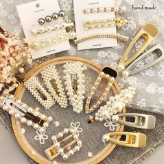 Bonita pinza para el pelo retro con perlas vintage