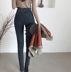 Cinturón de mezclilla azul negro ajustado de cintura alta