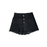 Falda vaquera con botones delanteros y pantalones cortos ocultos
