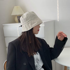 Denim Grunge Style Black Panama Bucket Hat