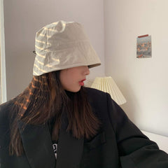 Denim Grunge Style Black Panama Bucket Hat