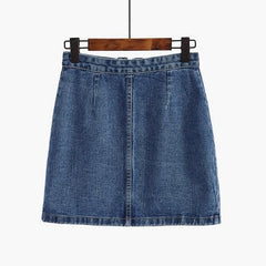 Denim-Taschen vorne Reißverschluss Ring Jean Bleistiftrock über dem Knie