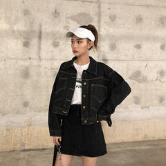 Chaqueta vaquera extragrande con bolsillos en la espalda