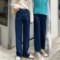 Gerade geschnittene Cropped-Jeans aus Denim im 90er-Jahre-Stil mit Fronttasche