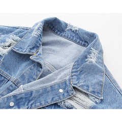 Chaqueta hippie oversize con mangas de punto y rayas vaqueras